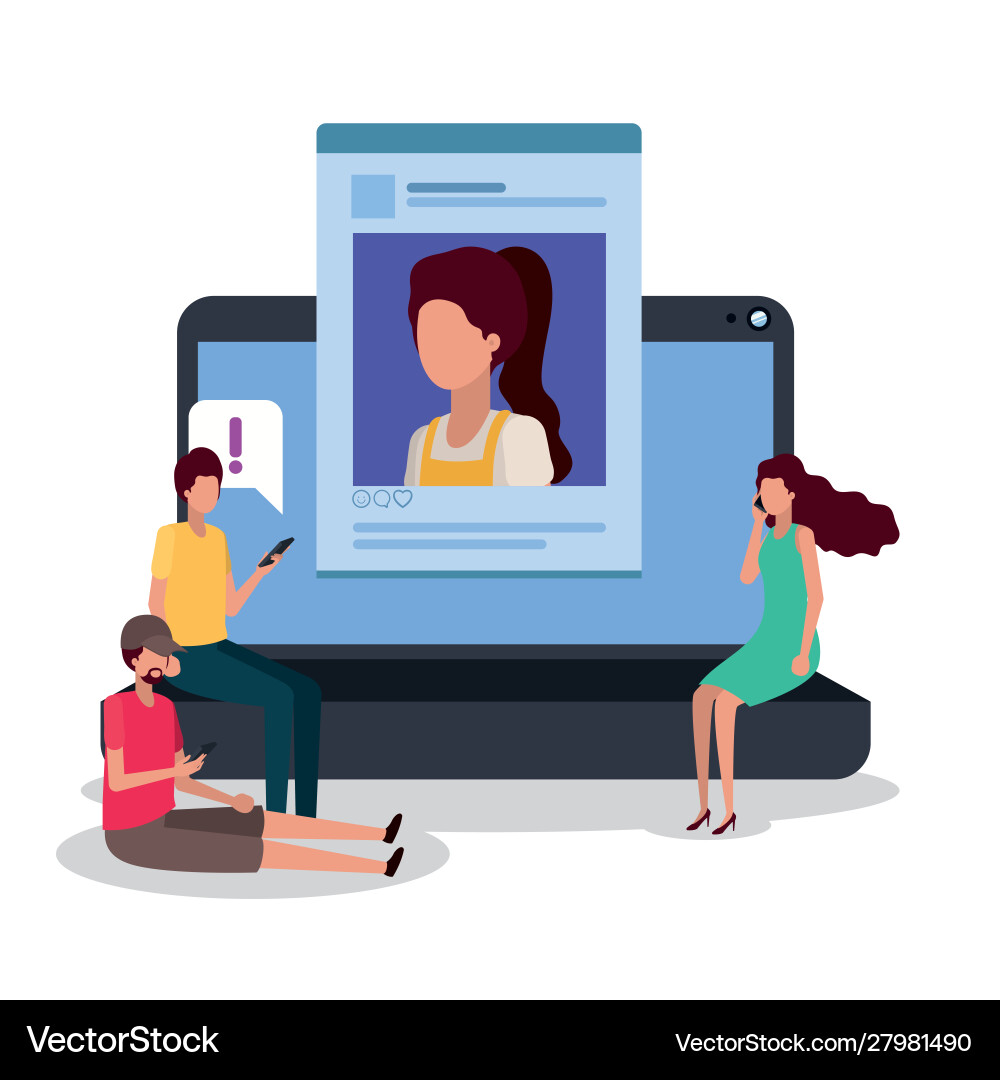 Digital laptop and people design Vector Image