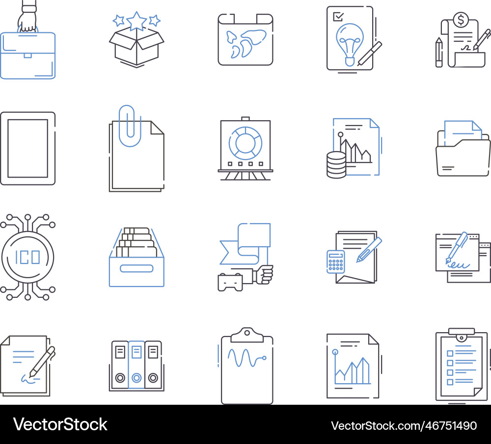 Document flow outline icons collection Document flow outline icons collection Vector Image
