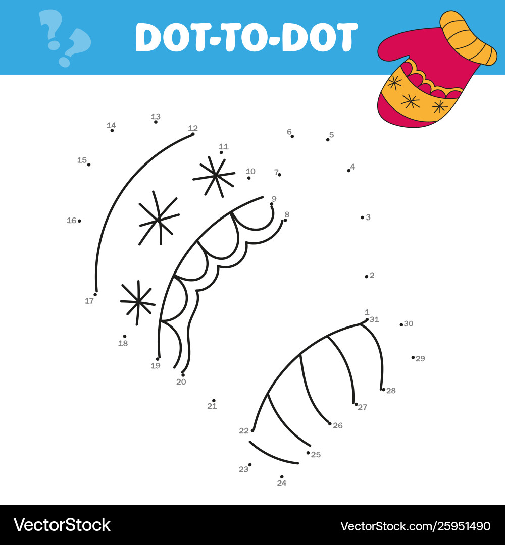 Dot to game connect dots for numbers Dot to game connect dots for numbers vector image