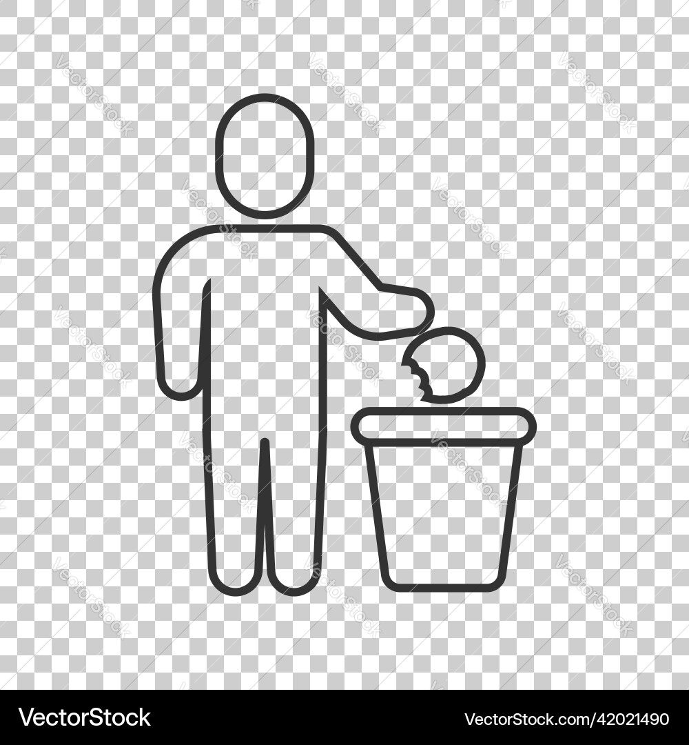 Garbage bin with people icon in flat style vector image