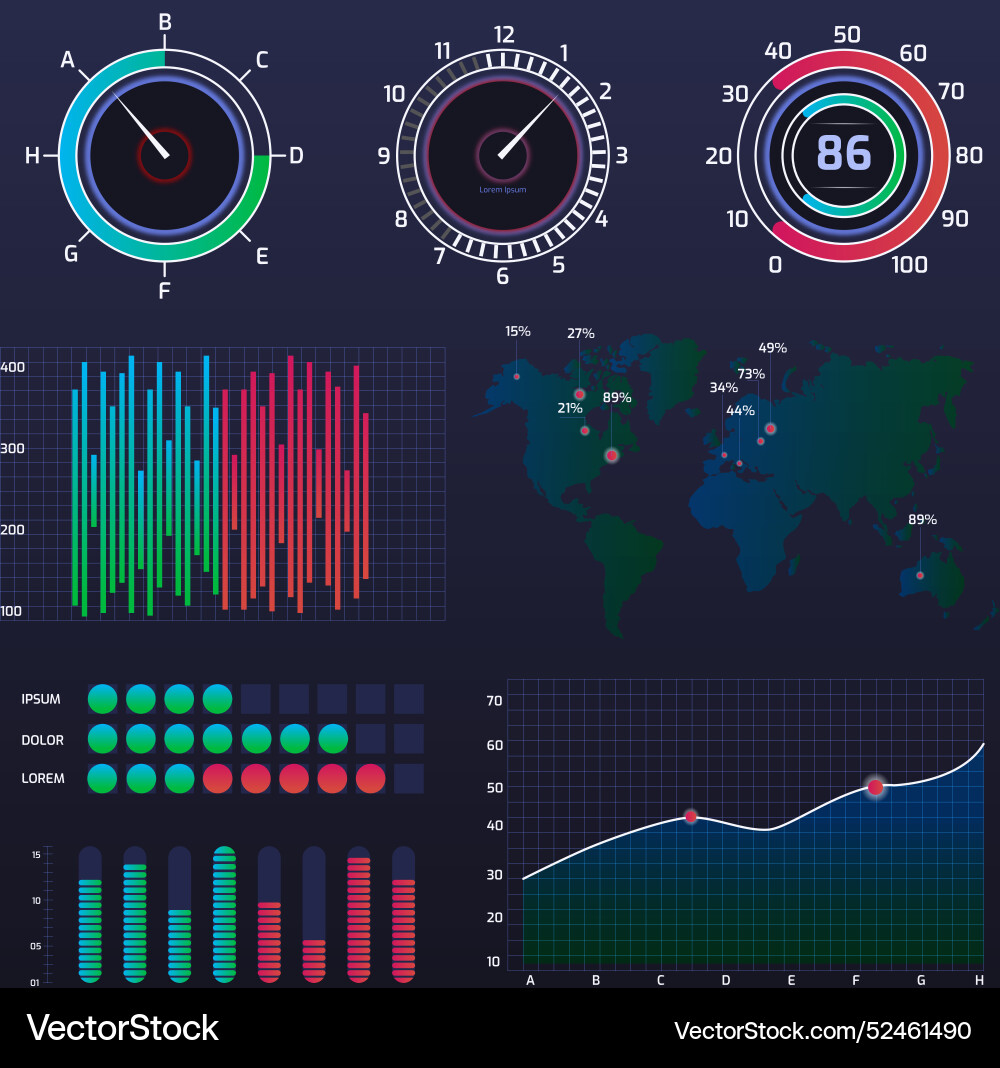 Infographic dashboard element set vector image