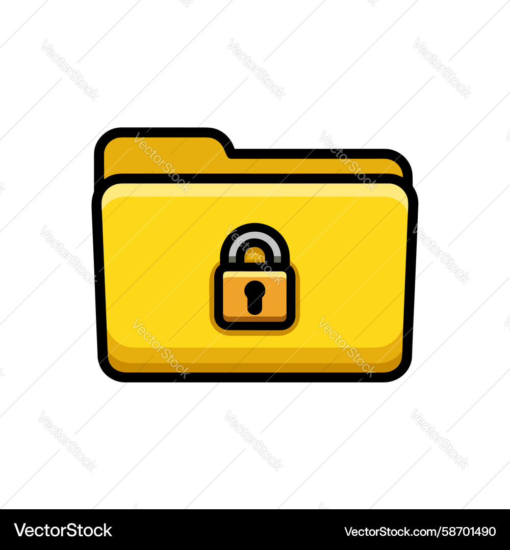 Locked folder icon representing secure storage Vector Image