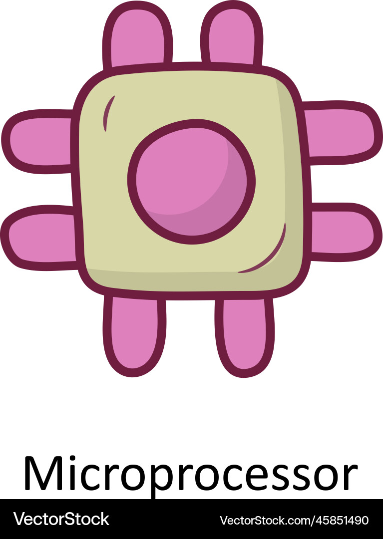 Microprocessor solid fill outline icon design illu vector image