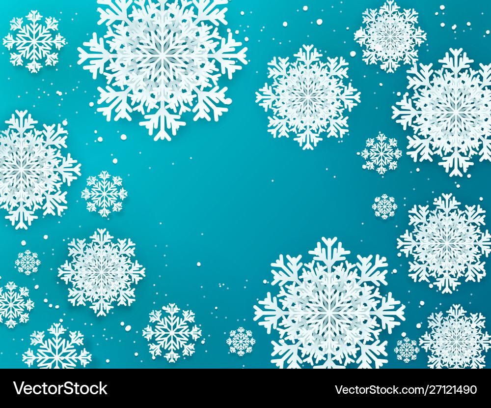 Paper flakes background christmas 3d winter Paper flakes background christmas 3d winter Vector Image