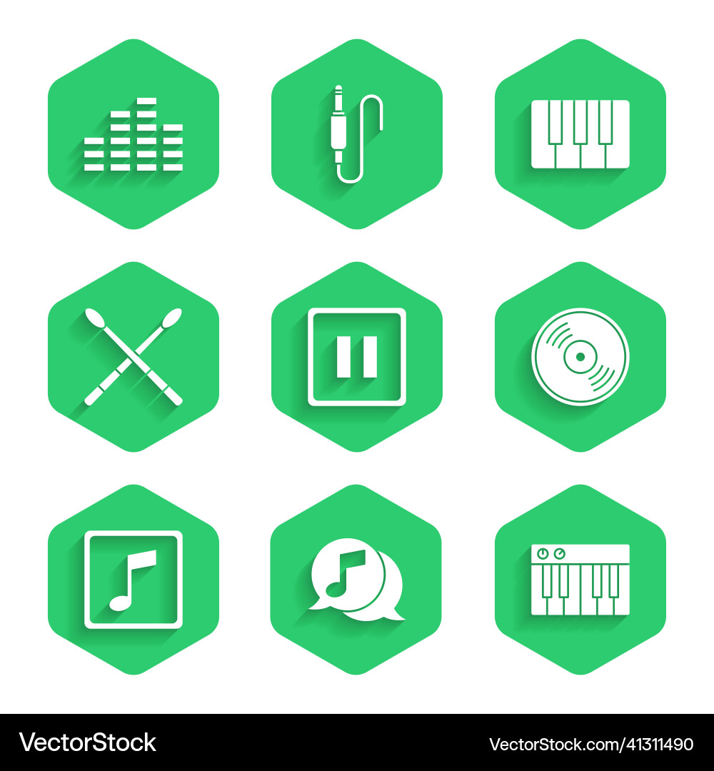 Set pause button musical note in speech bubble Vector Image