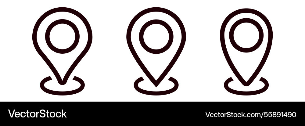 Simple black location symbols in a minimal Vector Image