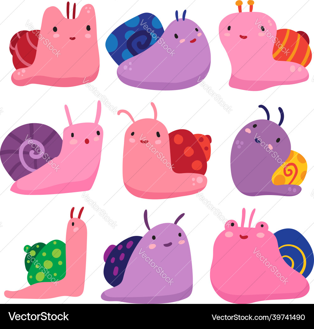 Snails character collection design vector image