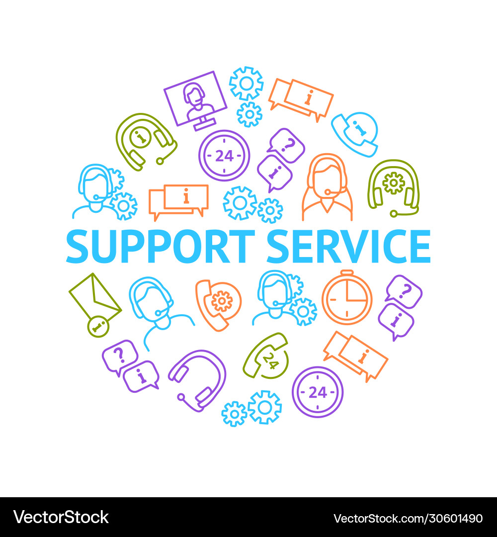 Support service thin line round design template Support service thin line round design template vector image