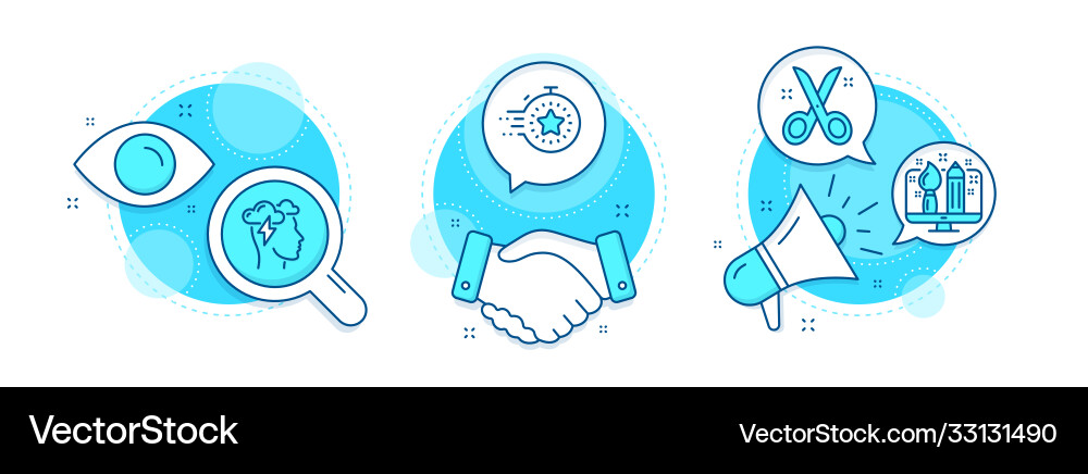 Timer scissors and creative design icons set Timer scissors and creative design icons set vector image
