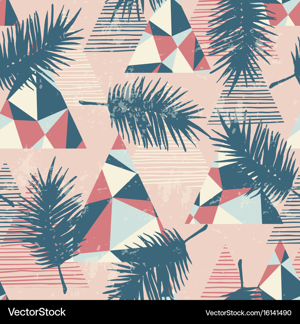 Tropical Palm Leaf Seamless Pattern Vector Image