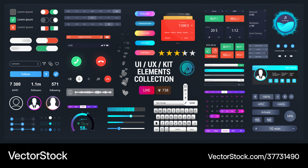 UI/UX Kit - Modern App Interface vector image