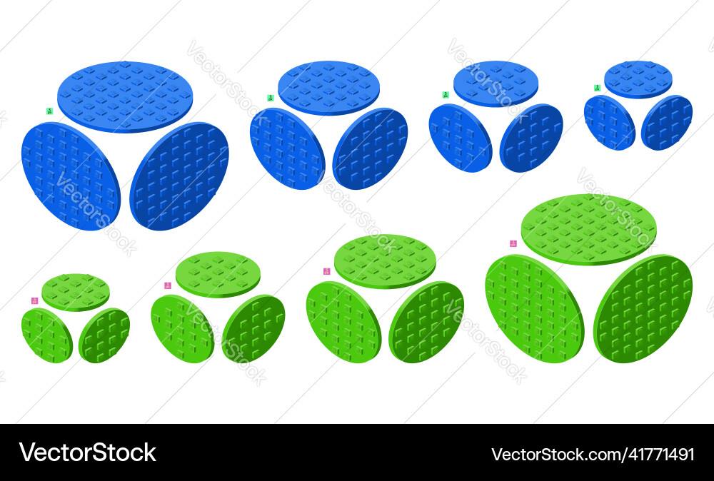 3d set of colored constructor kit in isometry 3d set of colored constructor kit in isometry vector image