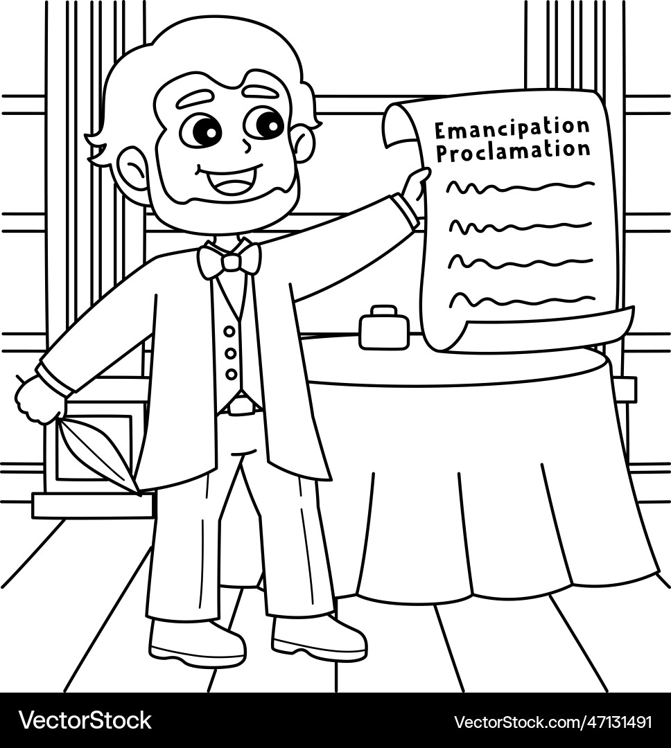 Abraham lincoln on juneteenth coloring page Abraham lincoln on juneteenth coloring page vector image