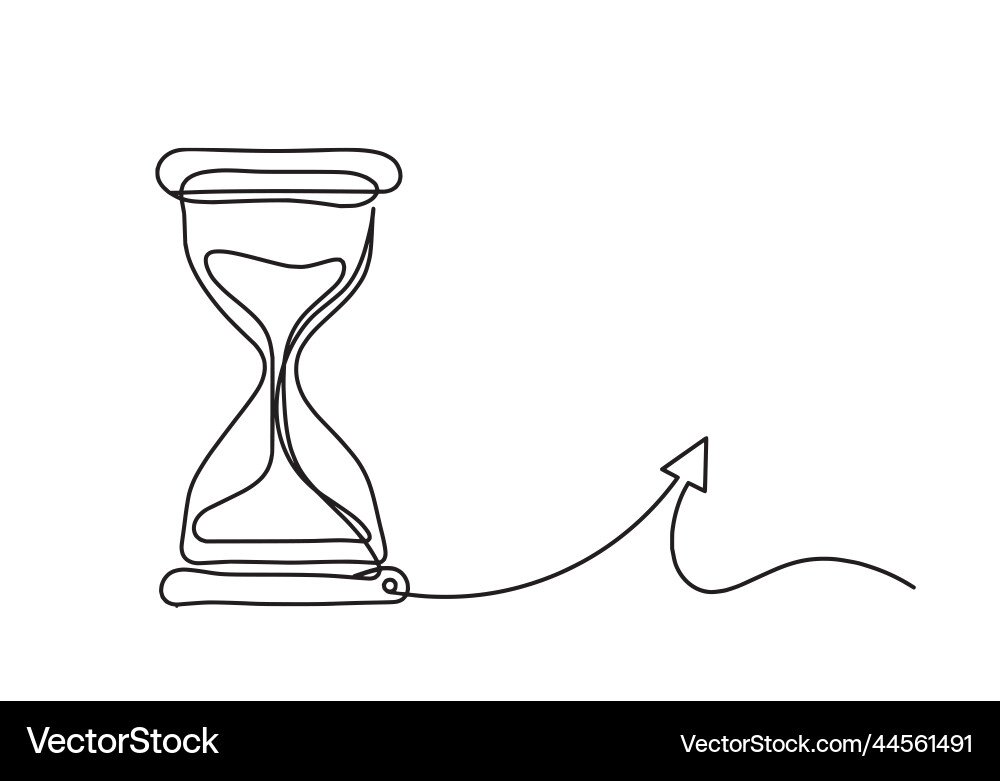 Abstract clock with arrow as line drawing vector image