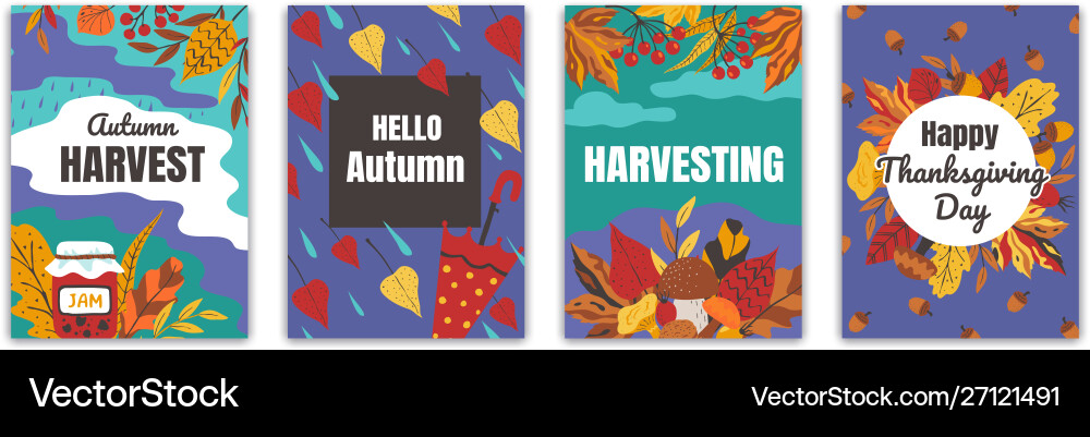 Autumn posters flyers and greeting cards Autumn posters flyers and greeting cards vector image