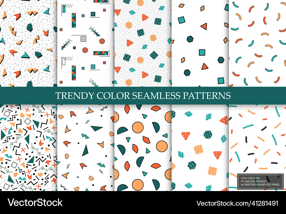 Collection of color seamless patterns Collection of color seamless patterns vector image