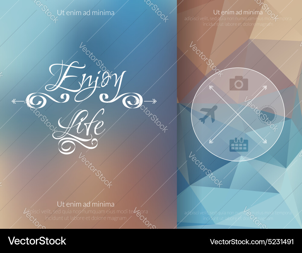 Colored abstract triangle and blurred background vector image