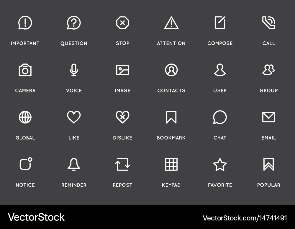 Communication user interface ui icon set high Vector Image