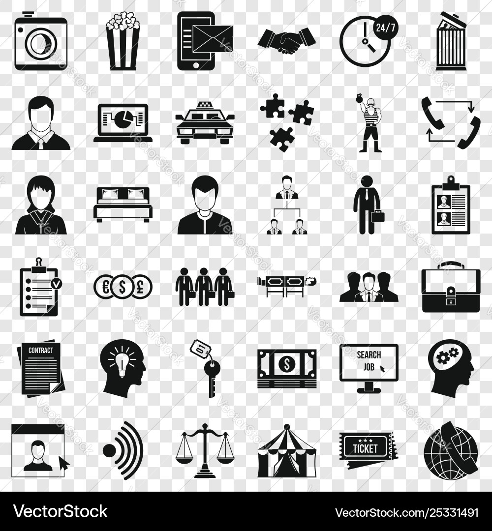 Conformity in work icons set simple style Vector Image