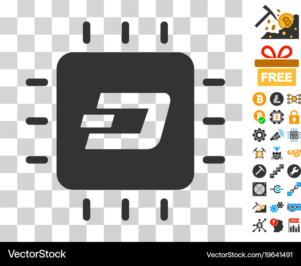 Dash processor chip icon with bonus vector image