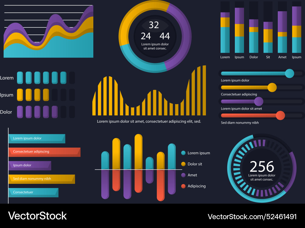 Dashboard infographic element collection Vector Image