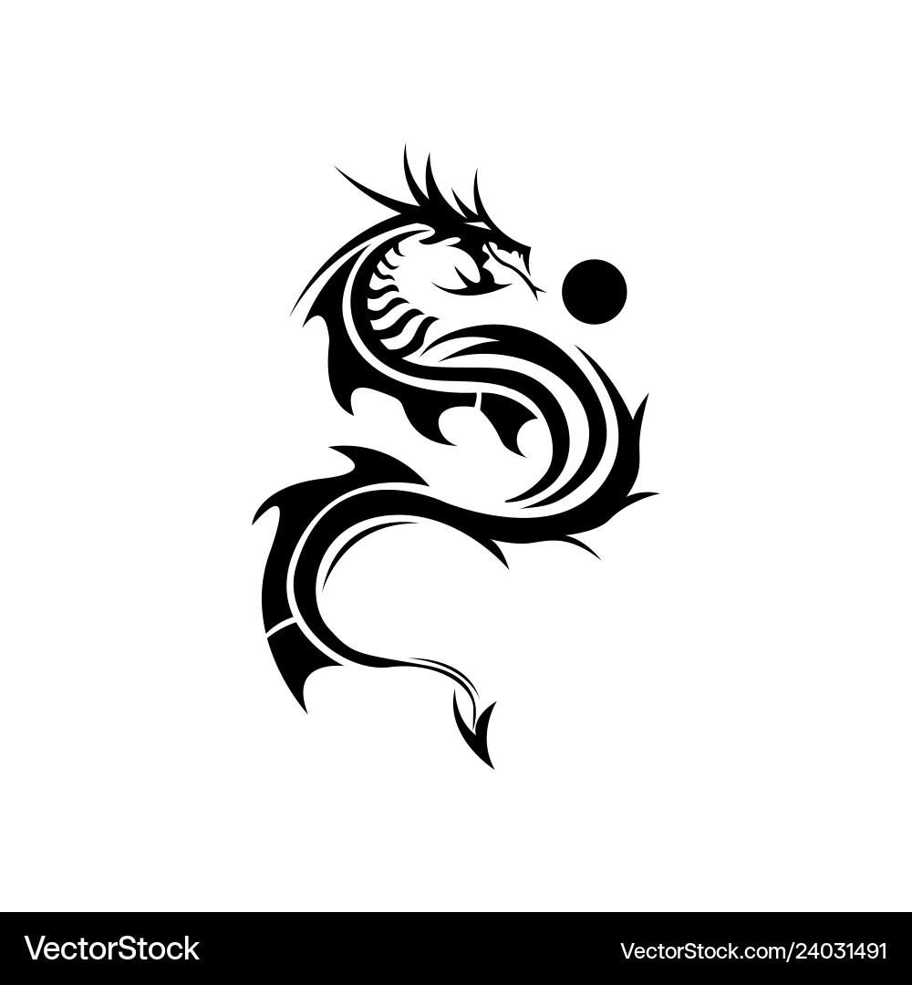 Dragon tribal with ball image vector image