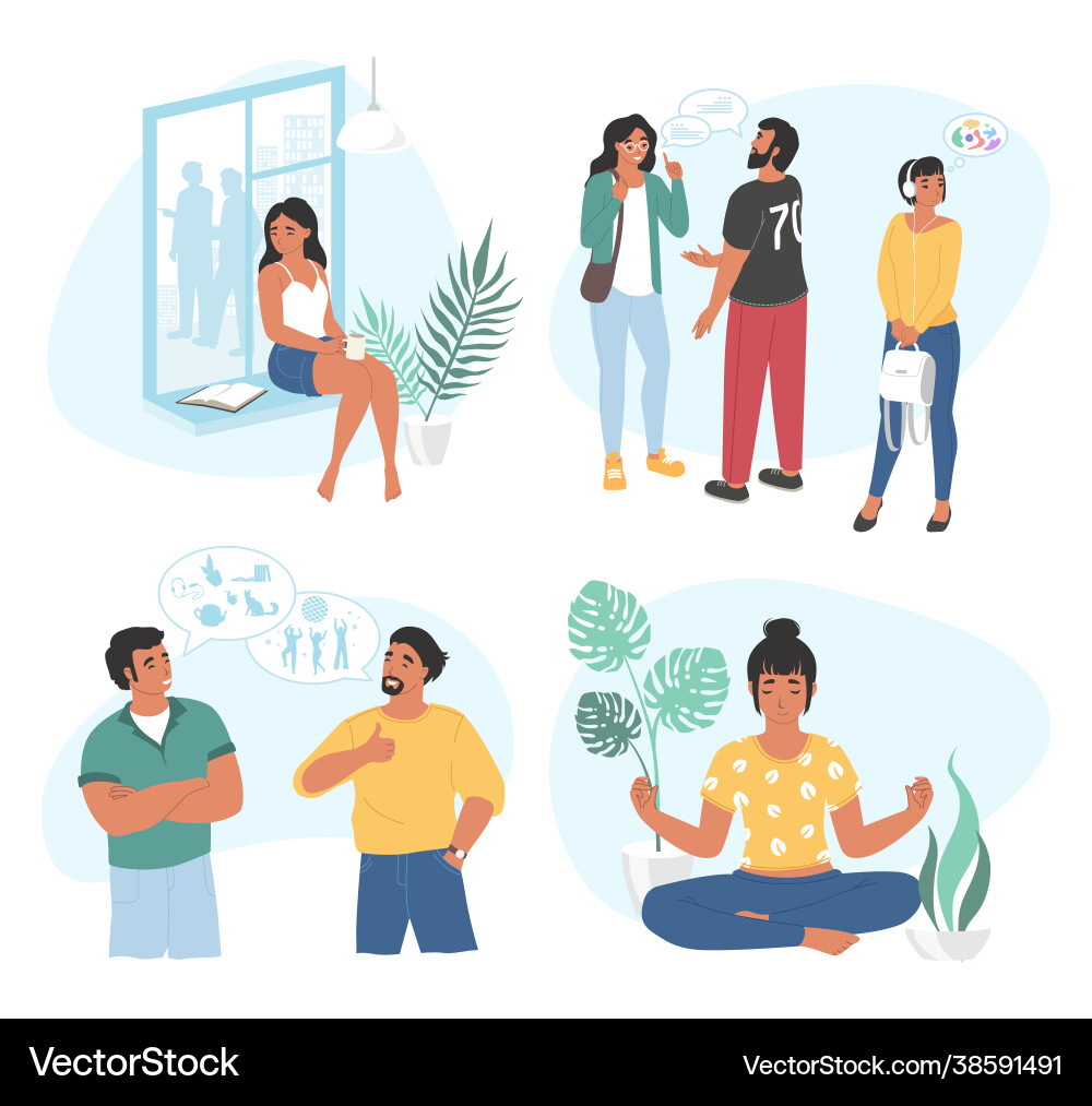 Extrovert Introvert Charakter Set vektorbild