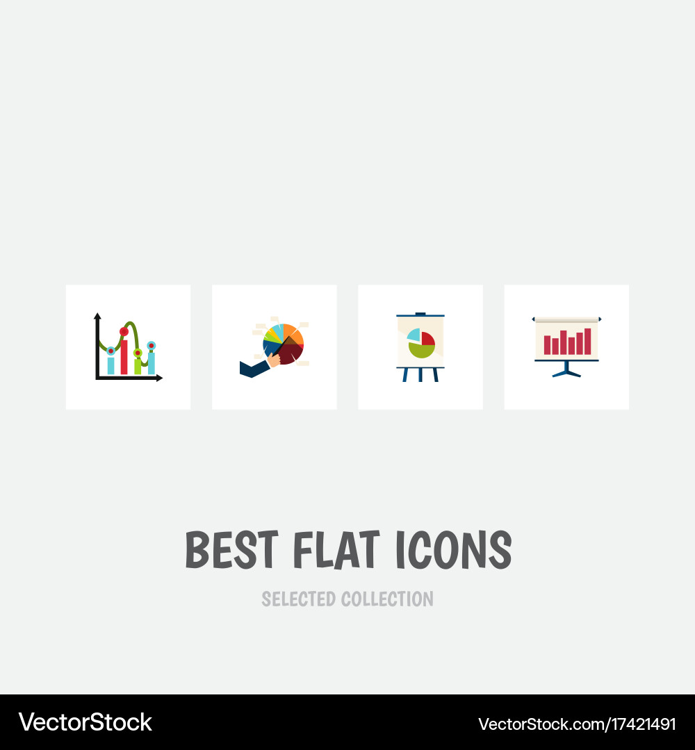 Flat icon diagram set of segment graph easel vector image