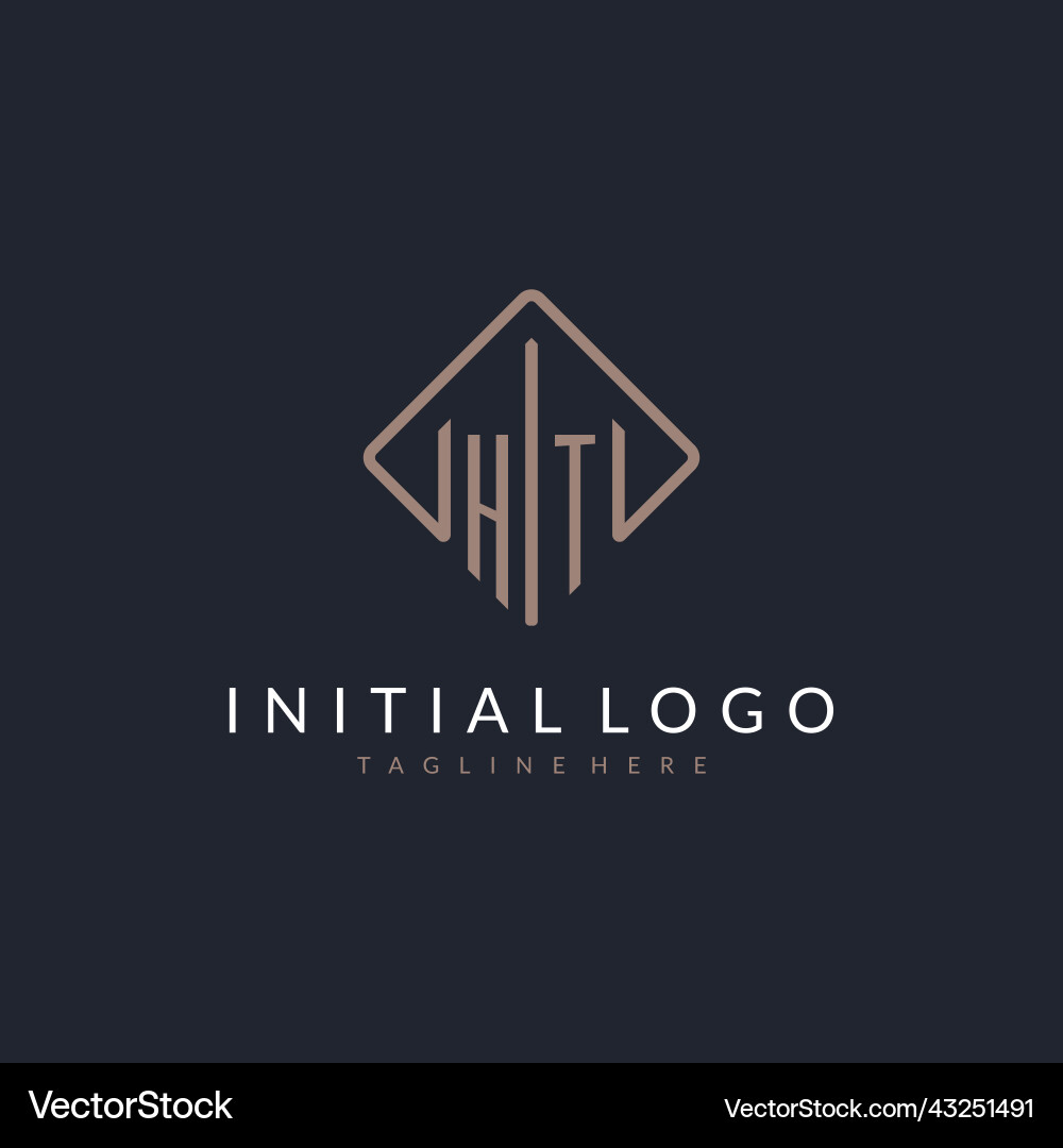 Ht initial logo with curved rectangle style design Ht initial logo with curved rectangle style design vector image