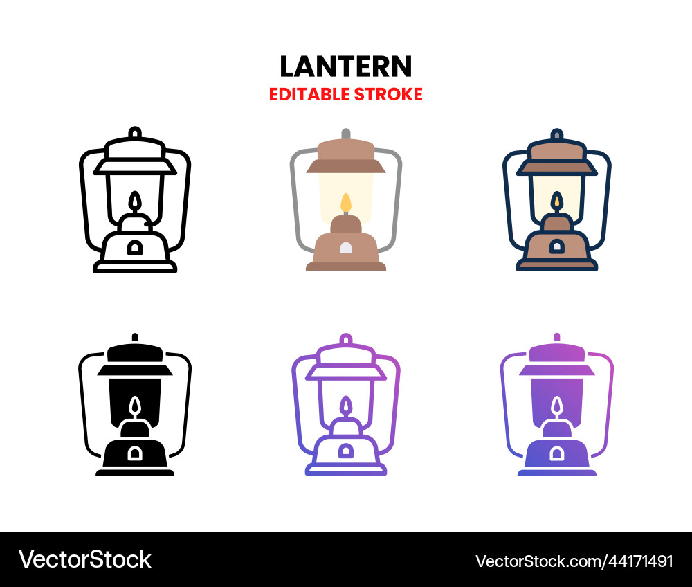 Lantern icon set with different styles Lantern icon set with different styles vector image