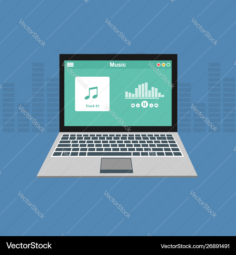 Media player application app template with flat Media player application app template with flat vector image