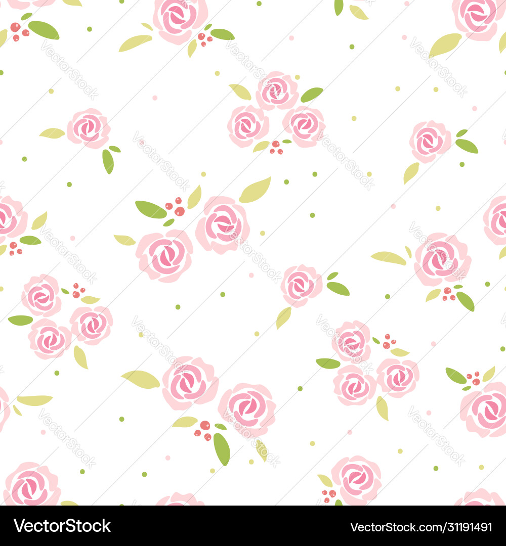Pink Rose Seamless Floral Pattern vector image