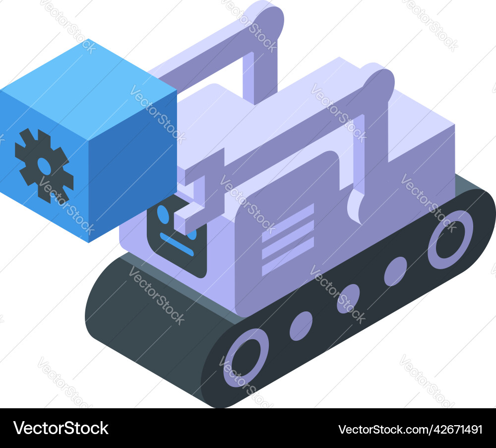 Robot coding icon isometric work process Robot coding icon isometric work process Vector Image
