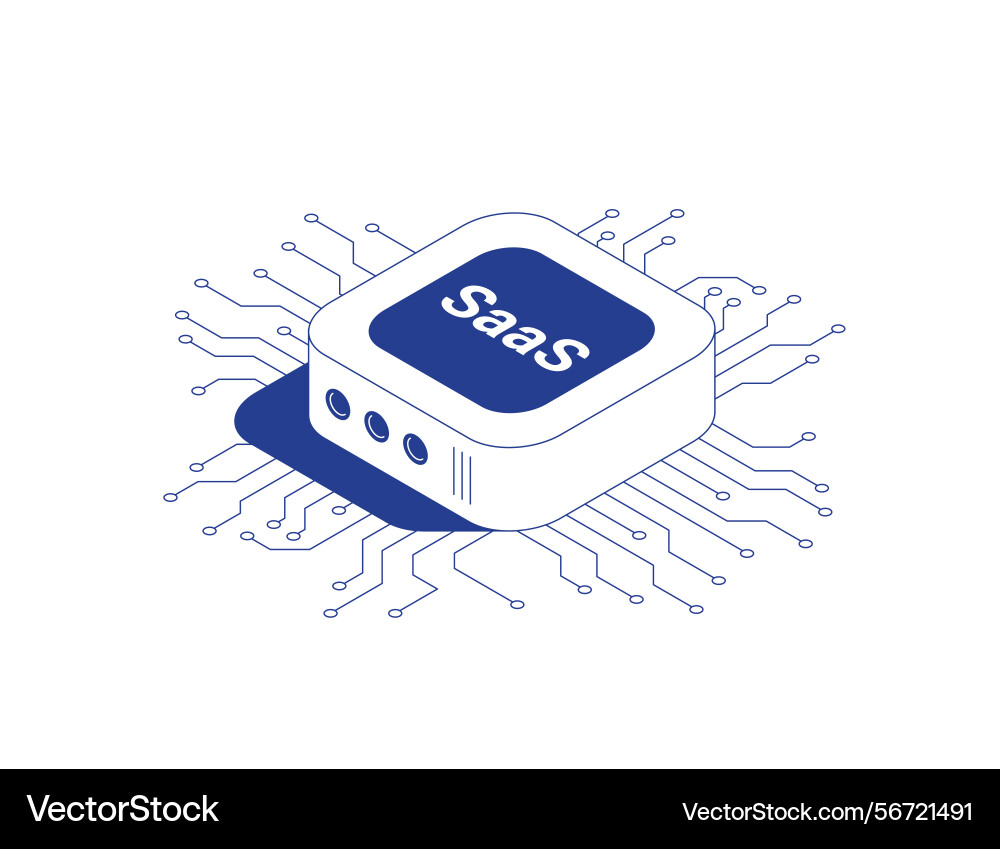Saas platform server rack with circuit board Saas platform server rack with circuit board vector image