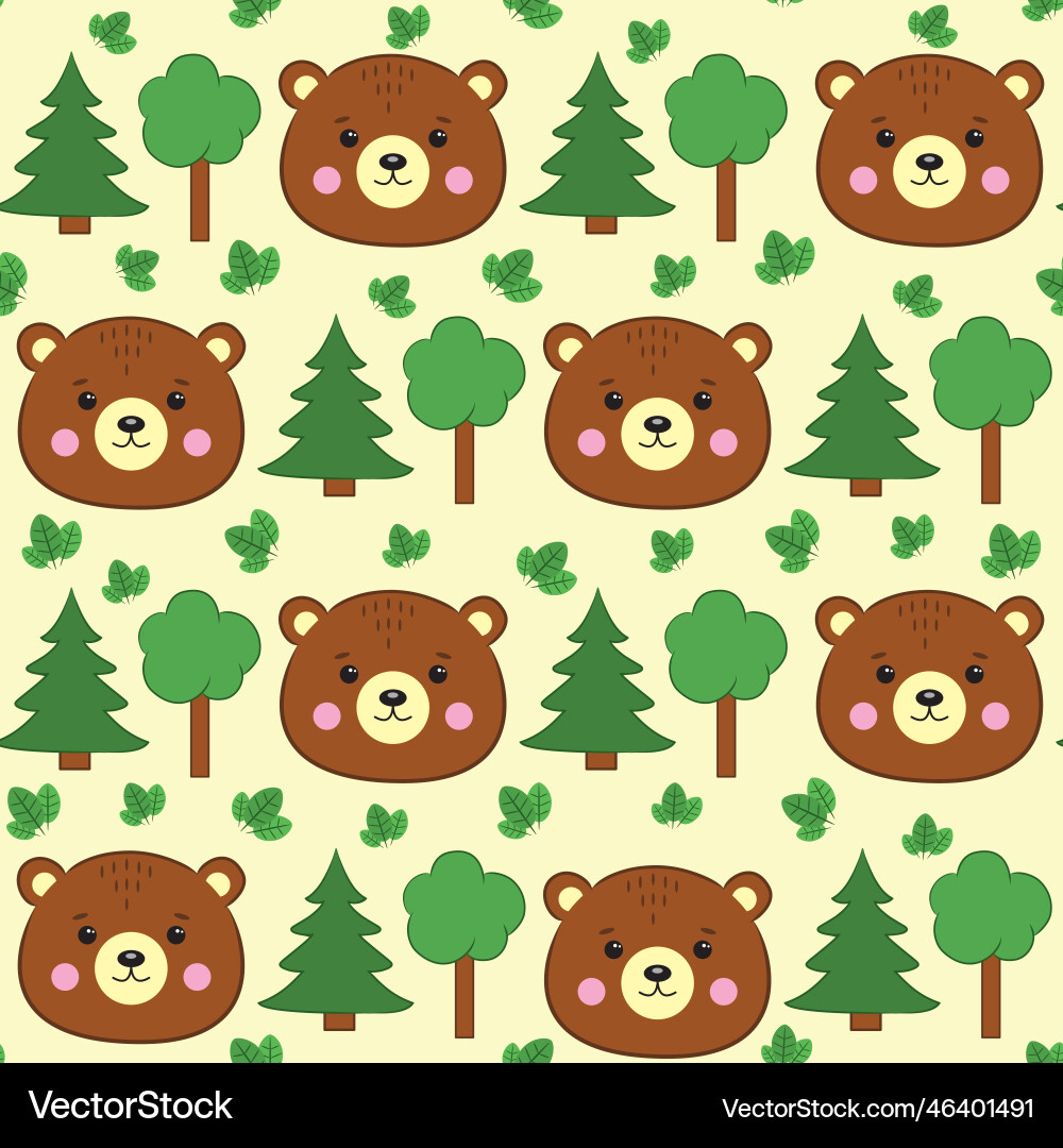 Seamless pattern with bears and trees Vector Image