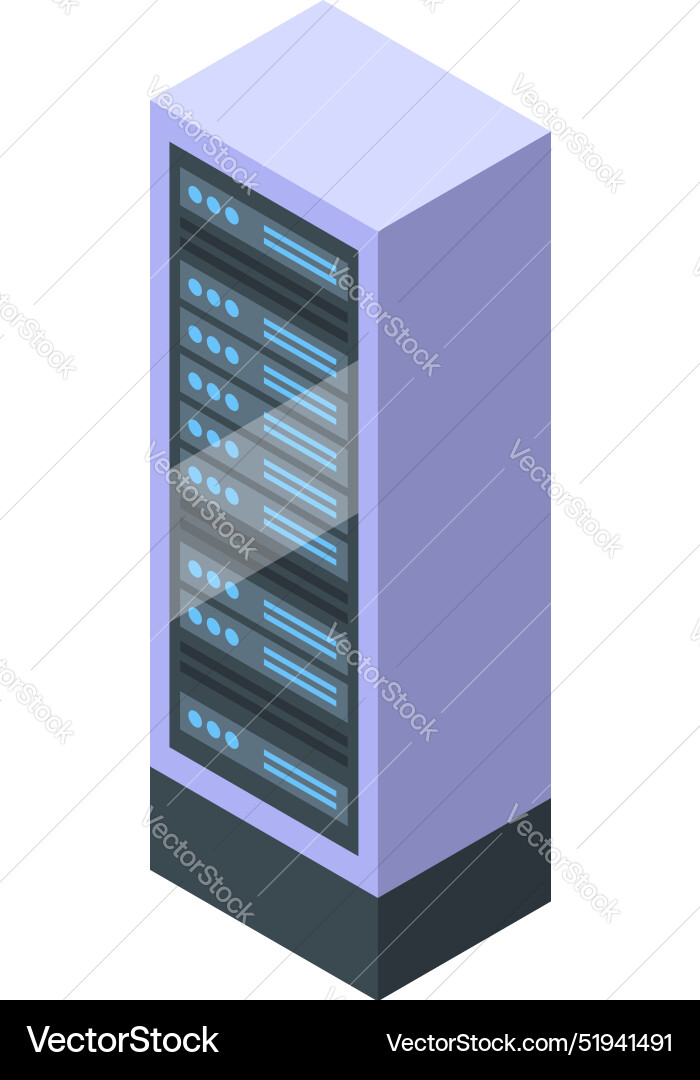 Server rack storing digital information in data Vector Image