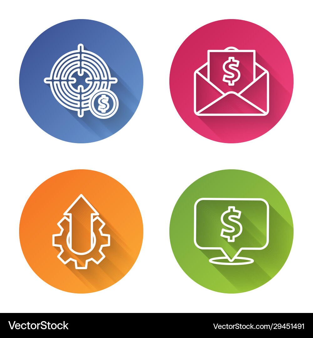 Set line target with dollar symbol envelope Set line target with dollar symbol envelope vector image