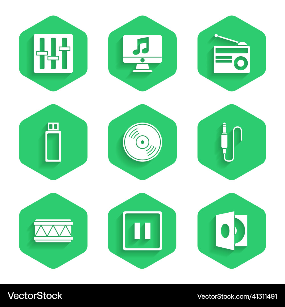 Set vinyl disk pause button player Set vinyl disk pause button player Vector Image