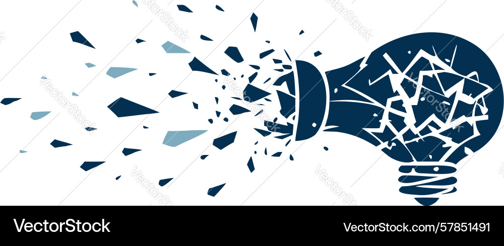Shattering idea bulb breakthrough exploding Vector Image