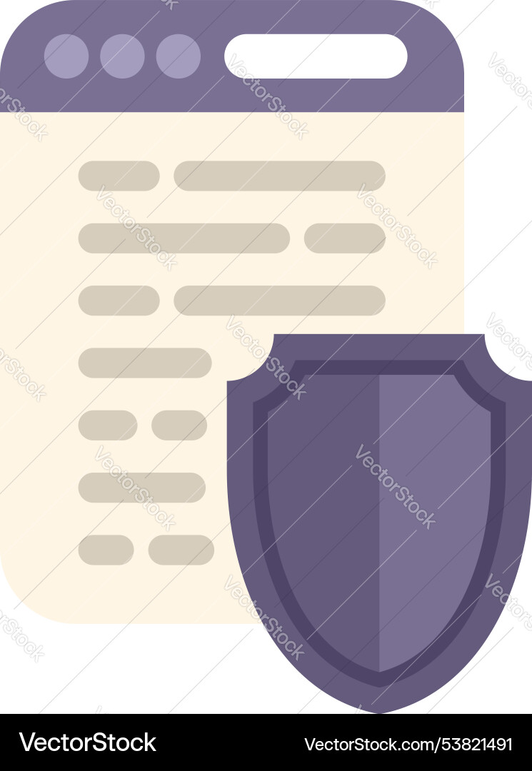 Shield protecting website content representing Shield protecting website content representing vector image
