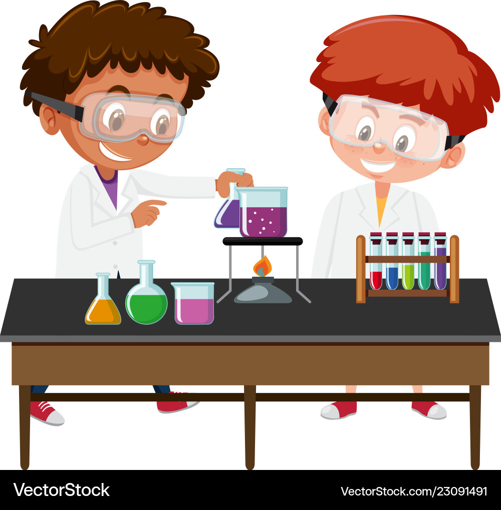 Students experiment in the lab Students experiment in the lab vector image