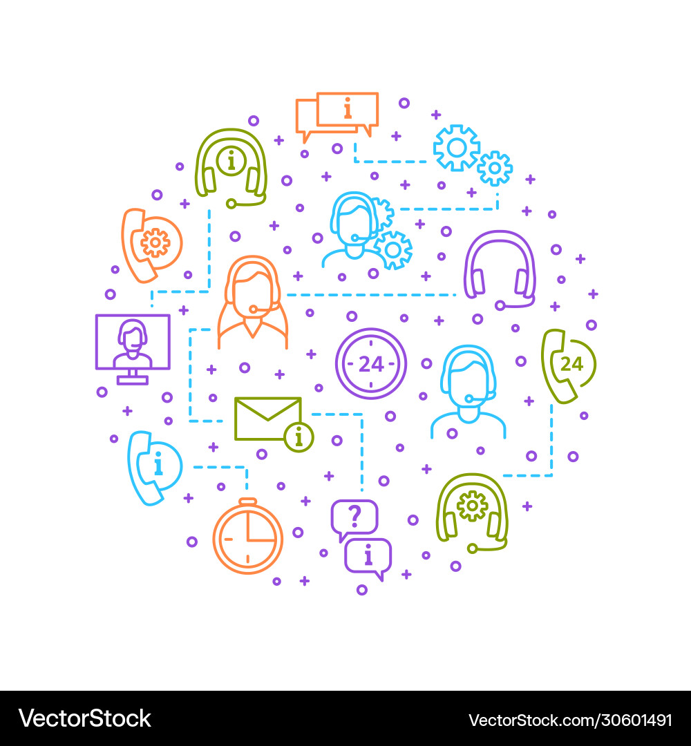 Support service thin line round design Vector Image