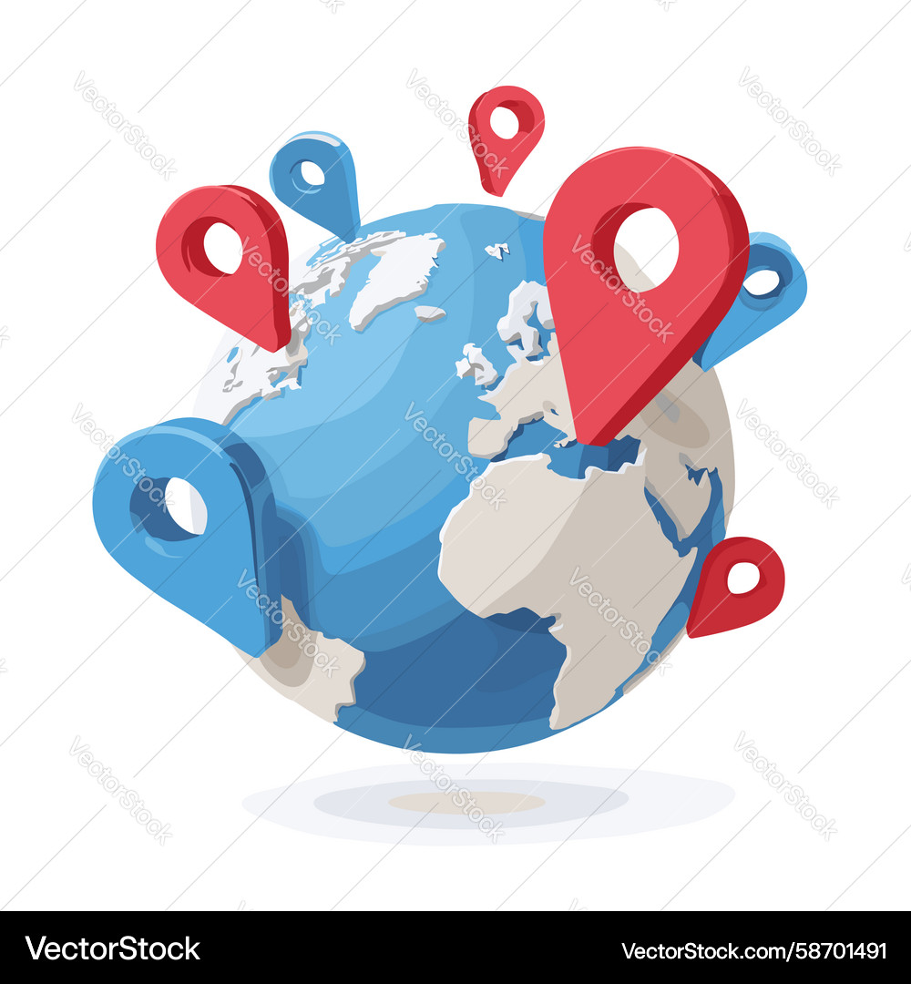 Visual representation of global location markers Vector Image