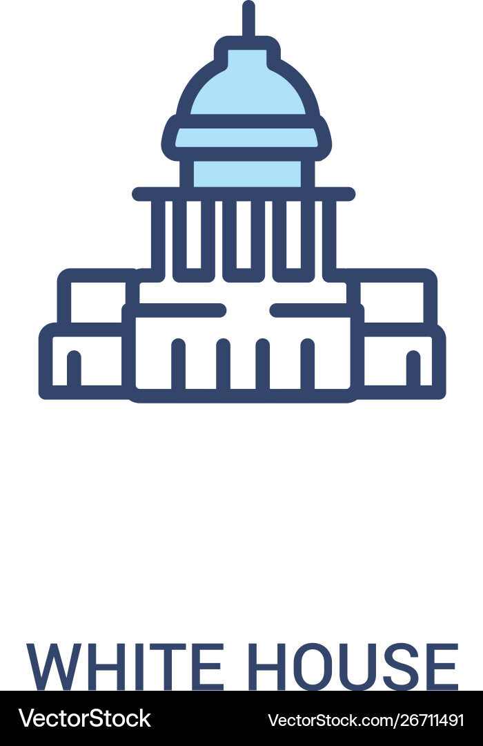 White house concept 2 colored icon simple line White house concept 2 colored icon simple line vector image