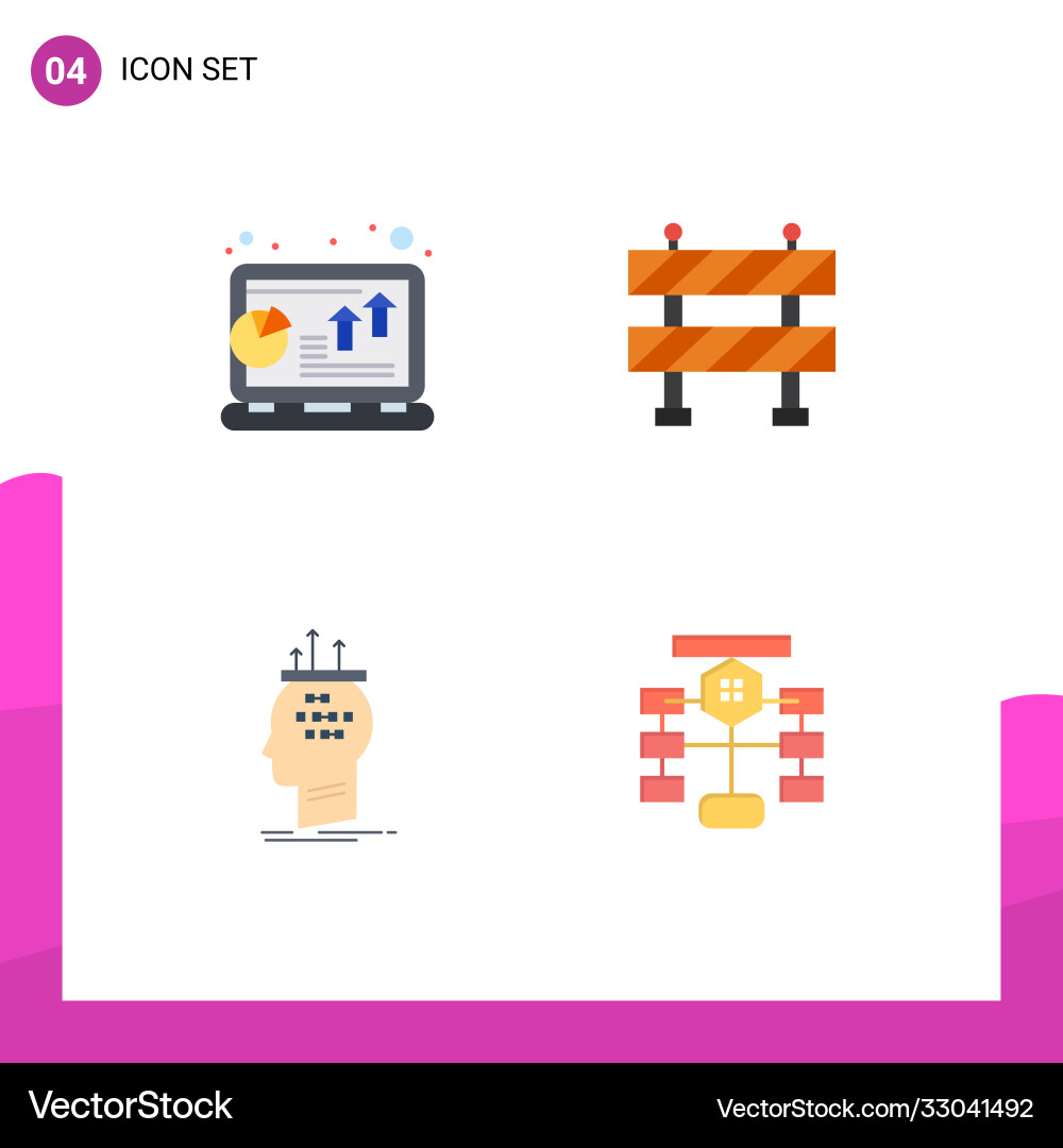 4 universal flat icons set for web and mobile vector image