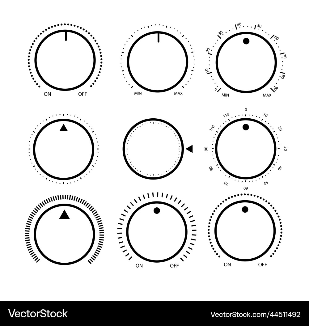 Adjustment dial rotary dials with round scale vector image