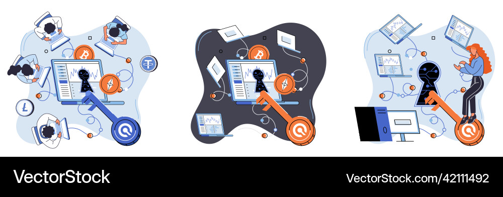 Cryptocurrency exchange platform and blockchain Cryptocurrency exchange platform and blockchain vector image