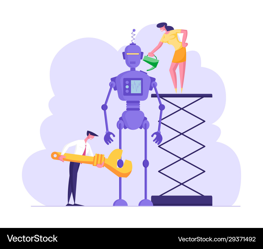 Cyborg creating process engineers or business Cyborg creating process engineers or business vector image