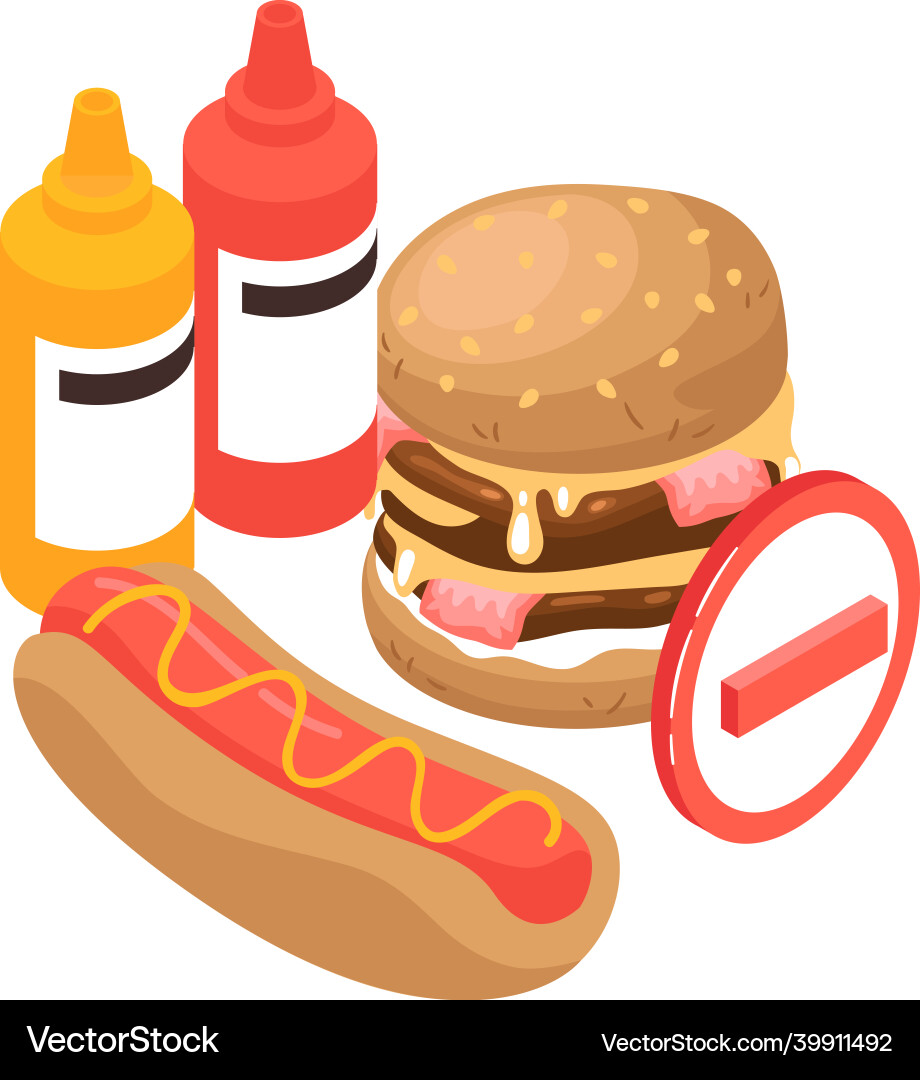Exit junk food composition Exit junk food composition vector image