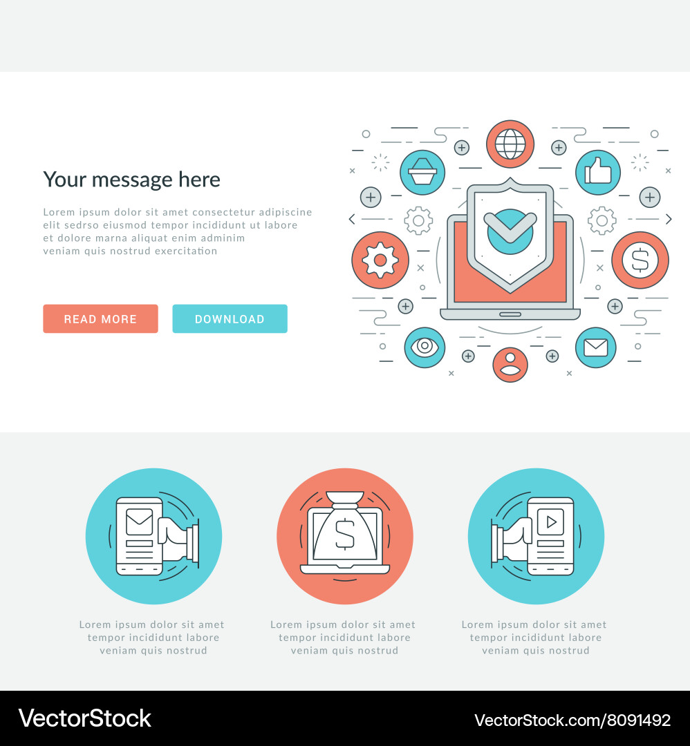Flat line business concept web site header Vector Image